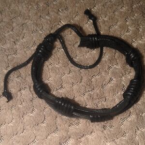 3/$15 Black Leather Bracelet for Men